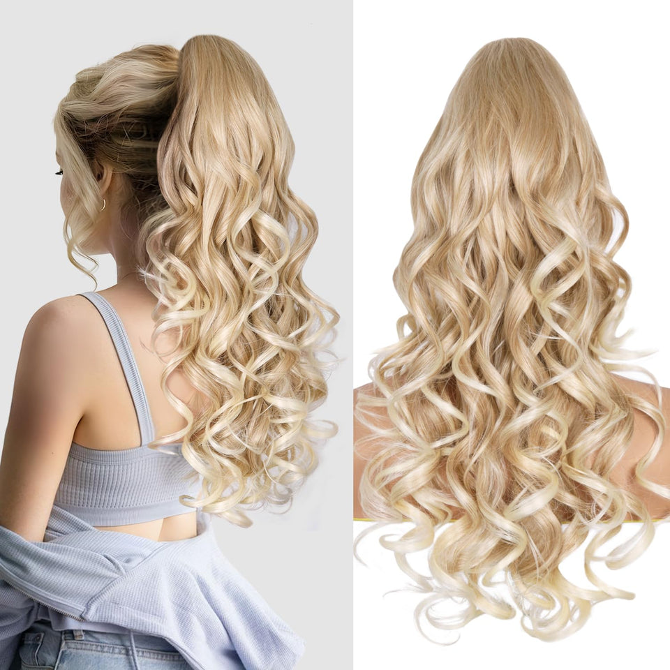 ZQIAN BEAUTY 24-inch ponytail clip-on for instant length and volume for a dramatic look.