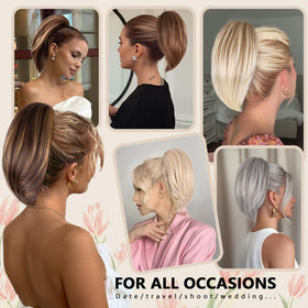 Bleach blonde ends provide subtle color contrast and highlighting.