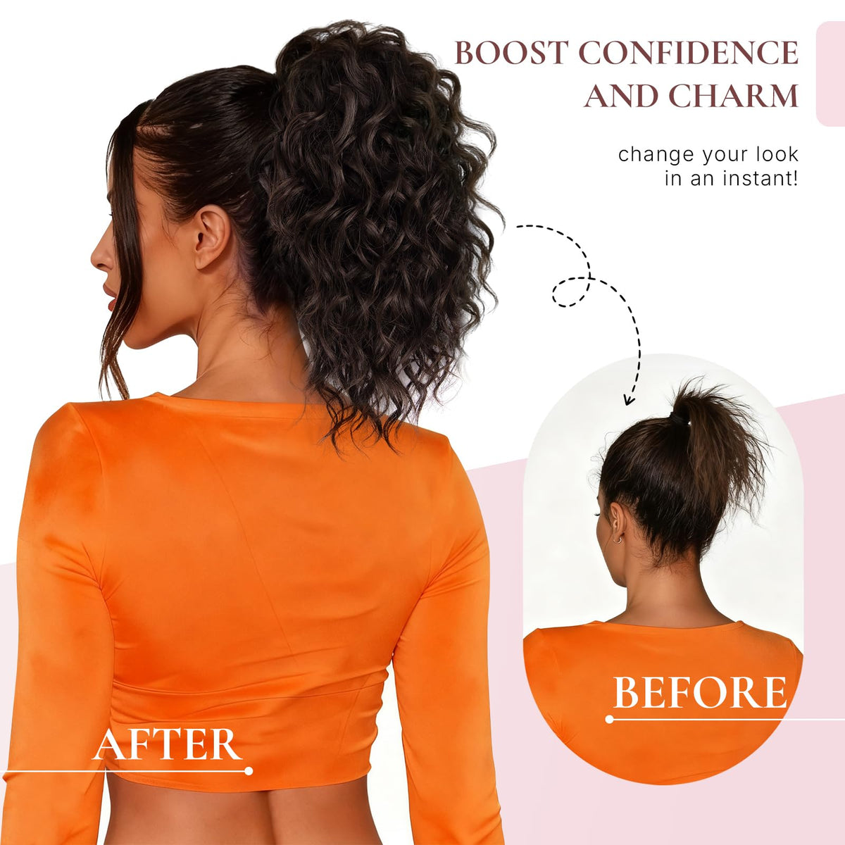 ZQIAN BEAUTY clip-in pony tail with claw clip for secure wear
