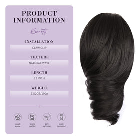 ZQIAN BEAUTY clip-in ponytail on dark hair for instant thickness