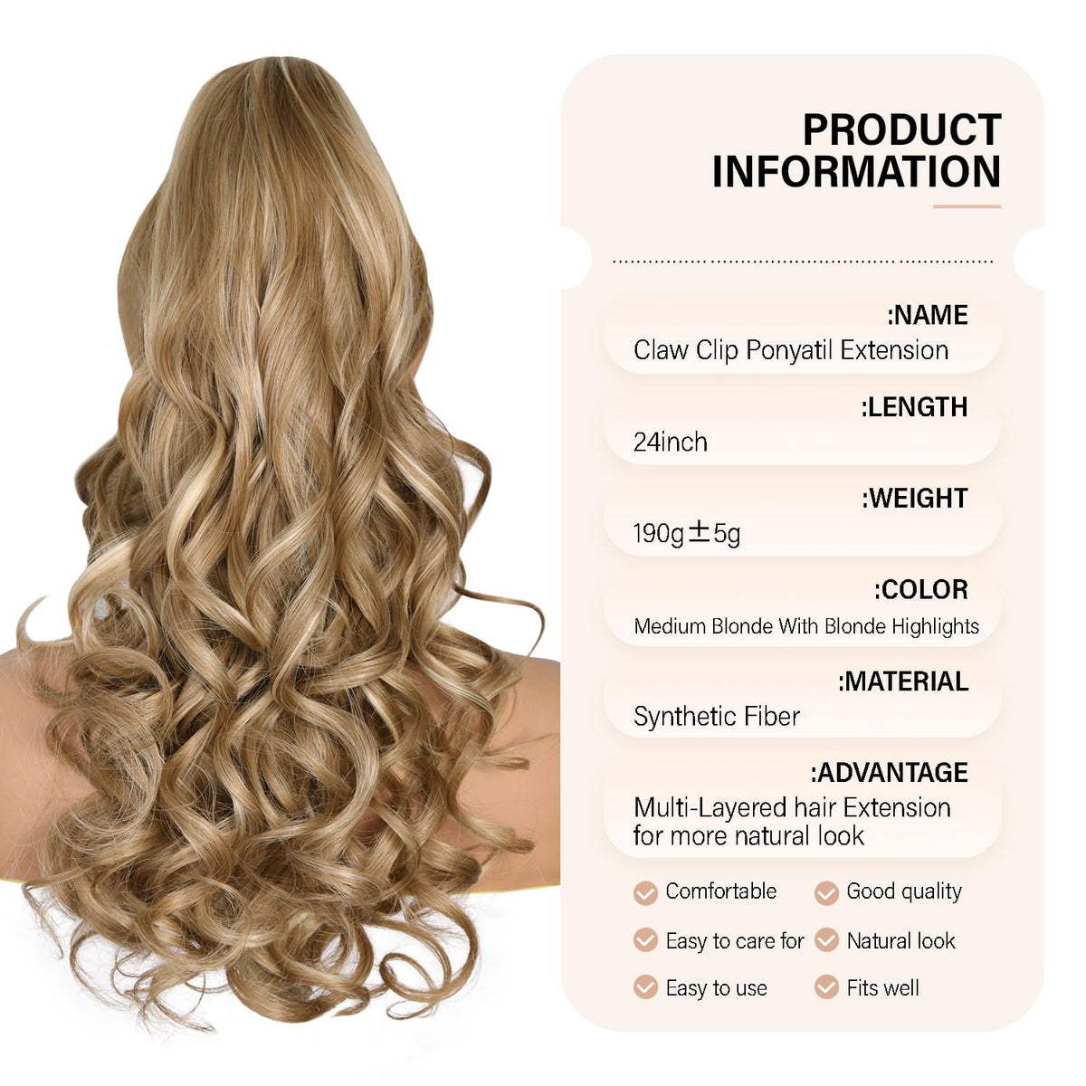 ZQIAN BEAUTY clip-on application close-up showing secure claw clip.
