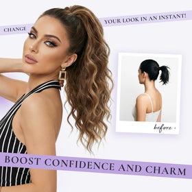 ZQIAN BEAUTY clip-on ponytail 18-inch wavy shows natural movement.