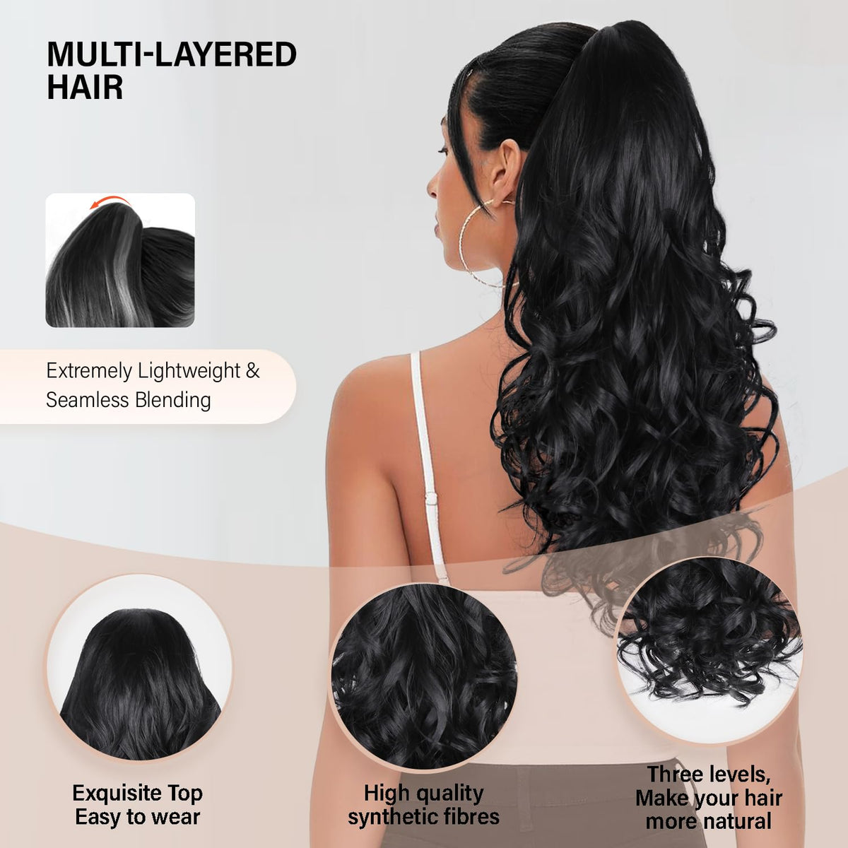 Close-up of ZQIAN BEAUTY claw clip securing ponytail for quick transformation.