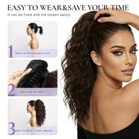 ZQIAN BEAUTY chocolate brown clip-on ponytail for natural blend.