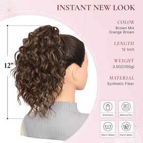 ZQIAN BEAUTY curly ponytail extension showcases defined curls for lively styling.