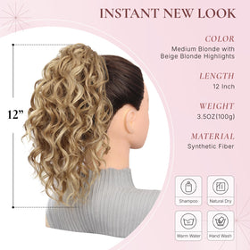 ZQIAN BEAUTY curly ponytail extension adds volume for events.