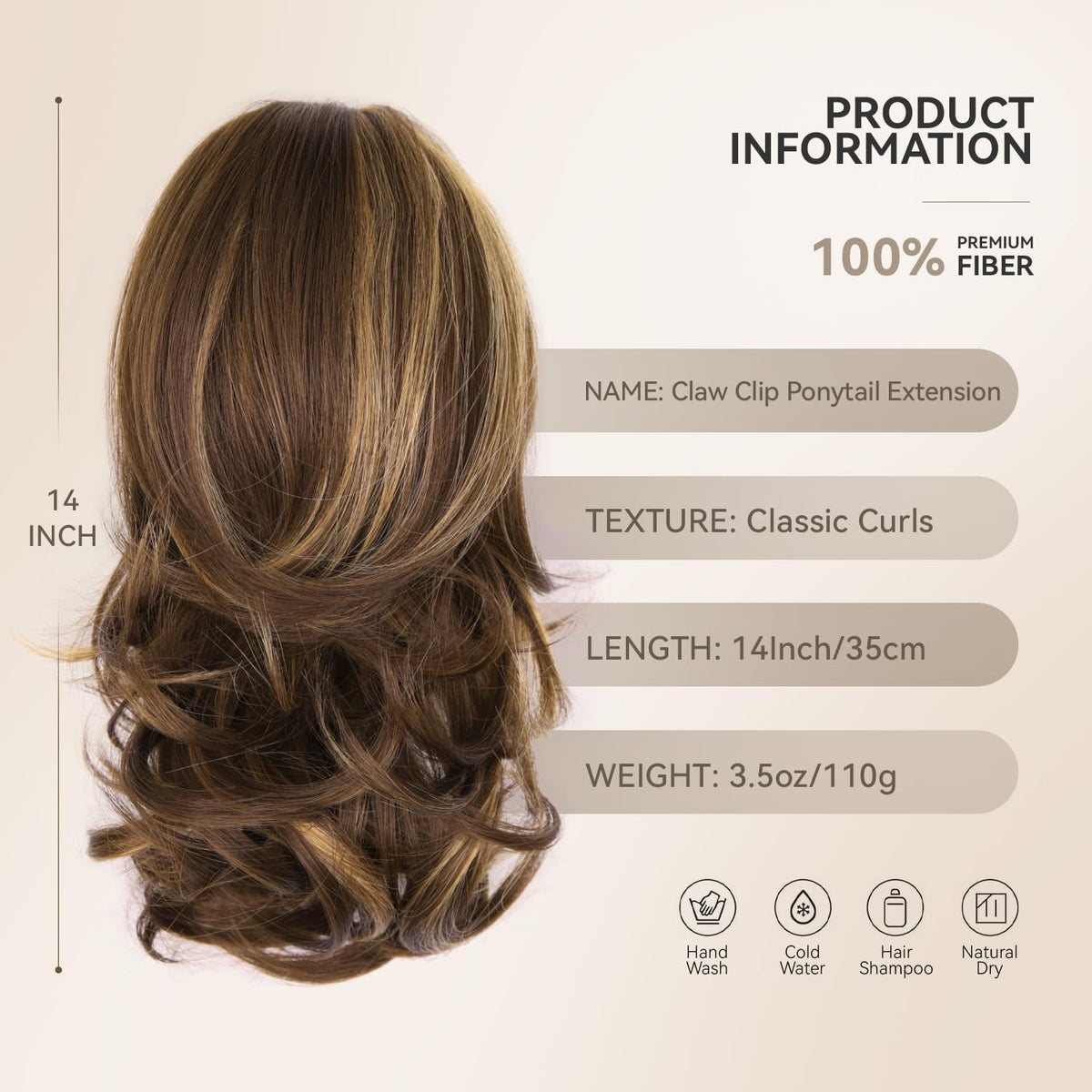 ZQIAN BEAUTY curly-wavy ponytail clip-in for textured, fuller hair look.