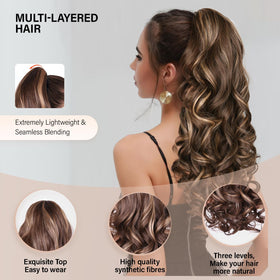 ZQIAN BEAUTY Heat-resistant fiber ponytail offers smooth, natural-looking length