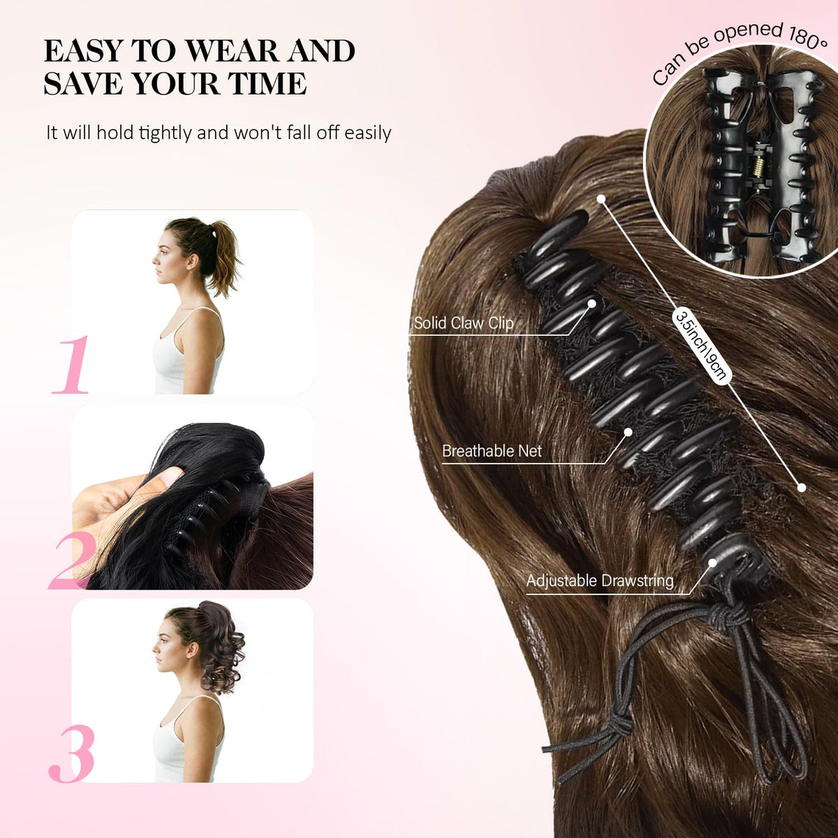 ZQIAN BEAUTY heat-resistant fibers provide durable volume and long-lasting movement.