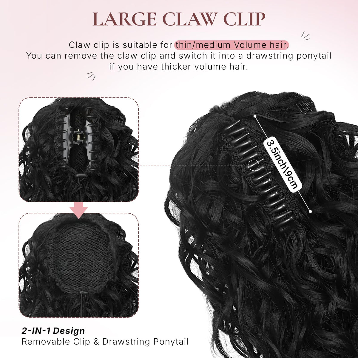 ZQIAN BEAUTY Lightweight clip-in ponytail for comfortable all-day wear