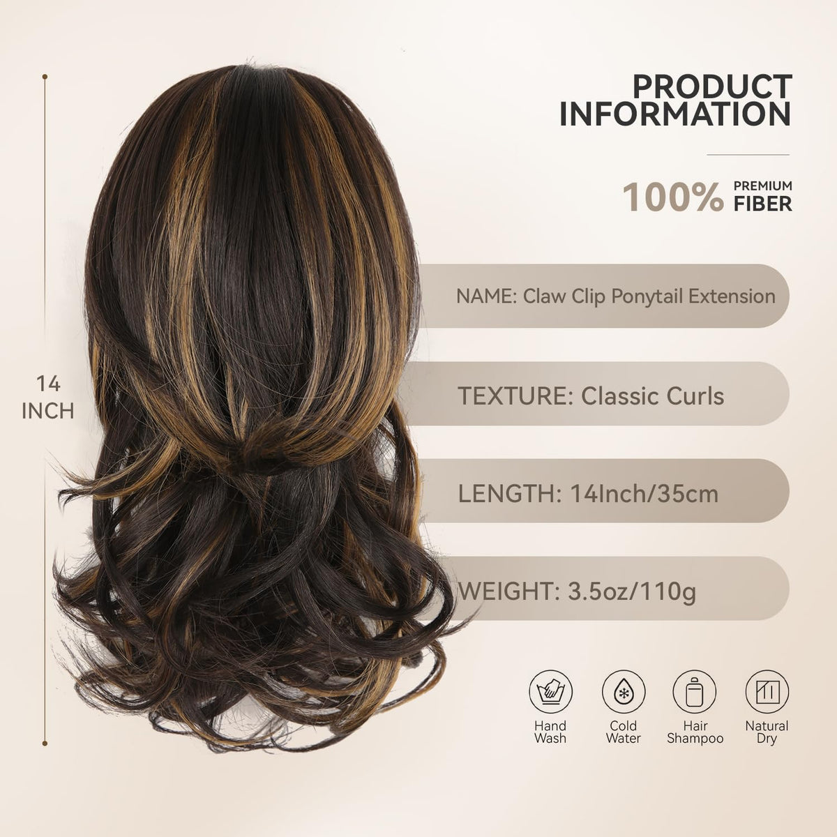 ZQIAN BEAUTY ponytail clip top closeup shows a secure claw clip for all-day wear.
