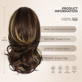 ZQIAN BEAUTY ponytail extension in brown with blonde highlights for natural highlights.