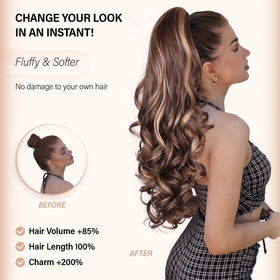 ZQIAN BEAUTY Curly Wavy ponytail extension adds fullness for everyday style