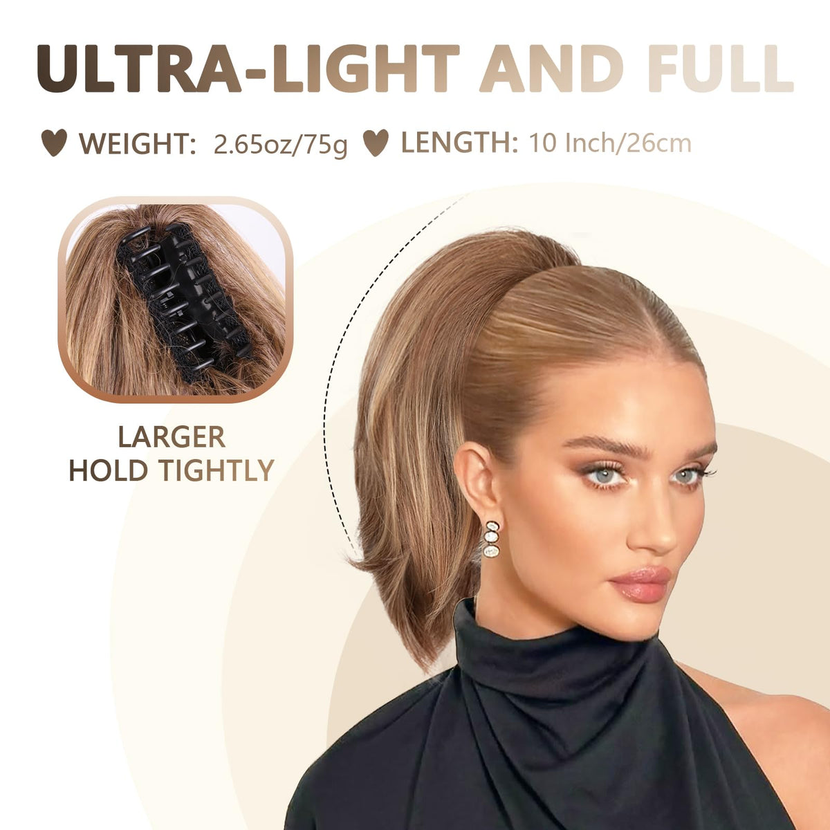 Lightweight, comfortable ponytail extension for all-day wear.
