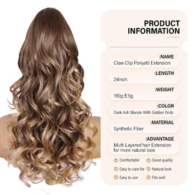 ZQIAN BEAUTY clip-in ponytail on model demonstrates instant look.