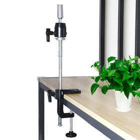 ZQIAN BEAUTY scalable wig stand with C-clamp for stable table mounting.