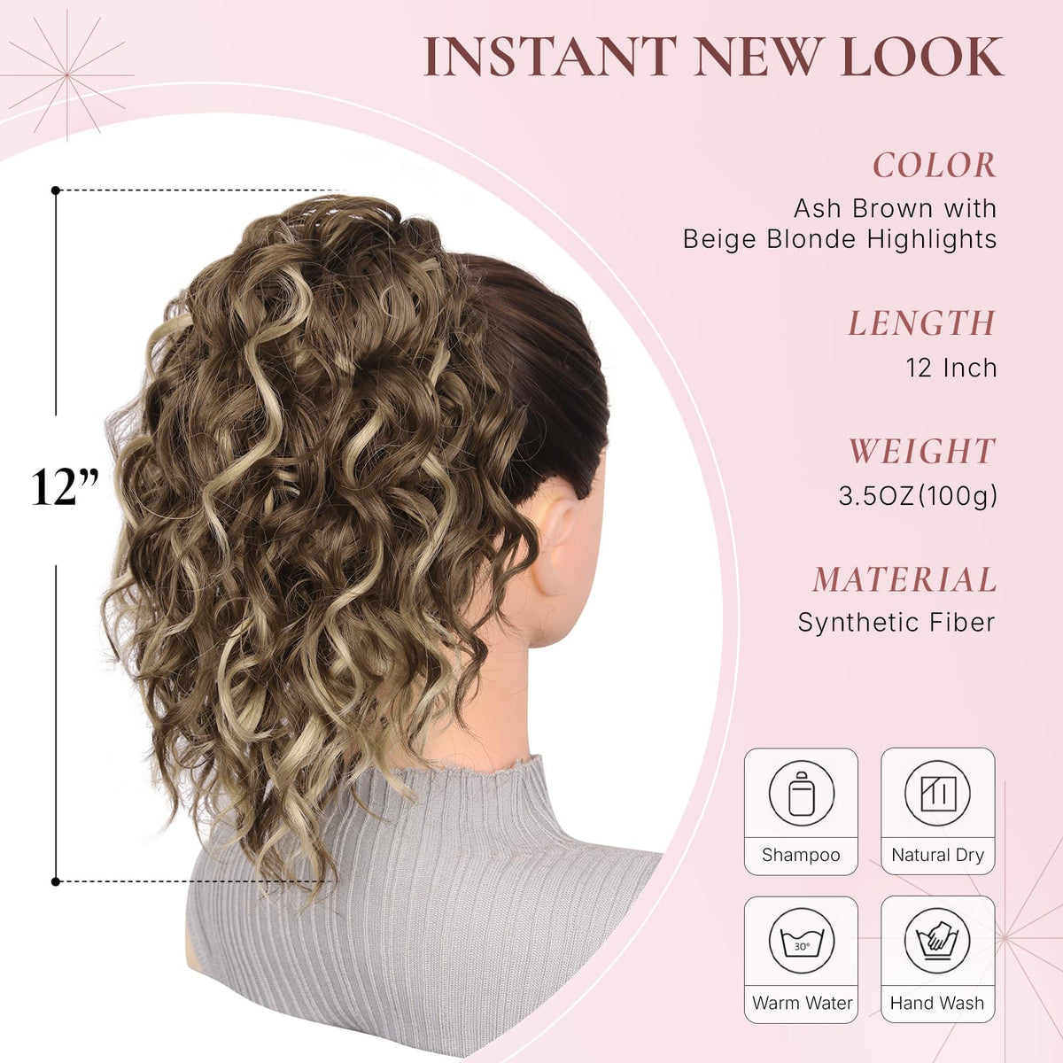 ZQIAN BEAUTY soft-curly synthetic pony extension suitable for quick styling