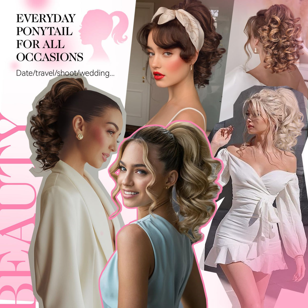 ZQIAN BEAUTY soft fiber ponytail close-up shows realistic texture.