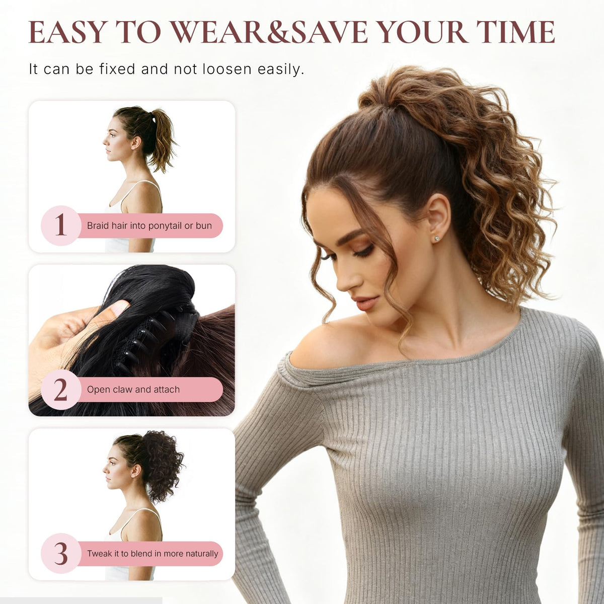 ZQIAN BEAUTY soft fiber ponytail extension feels like real hair.