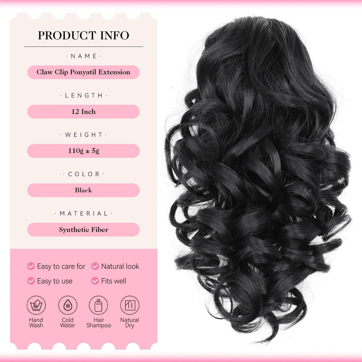ZQIAN BEAUTY soft wavy ponytail extension blends naturally with hair