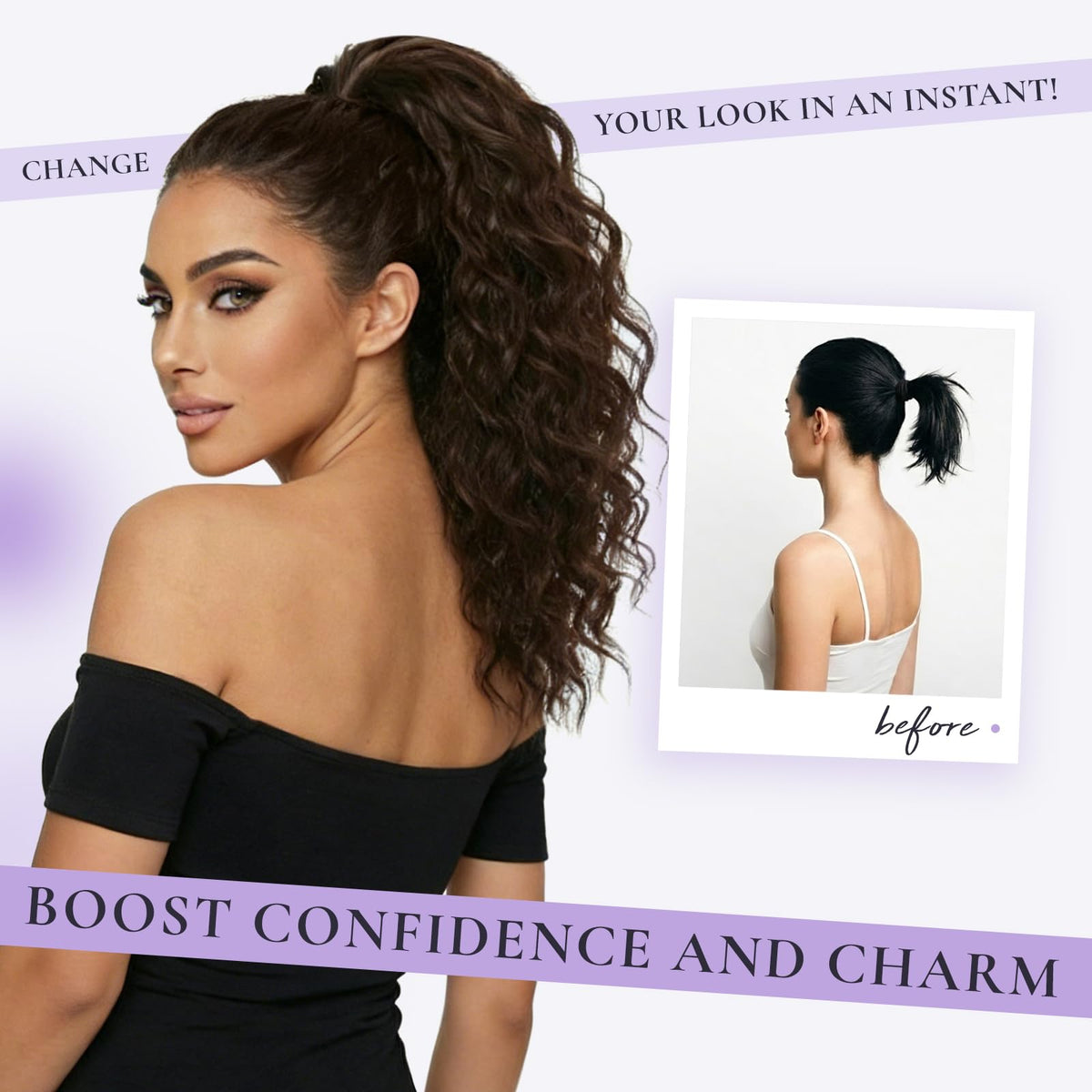 ZQIAN BEAUTY synthetic clip-on ponytail with secure attachment.