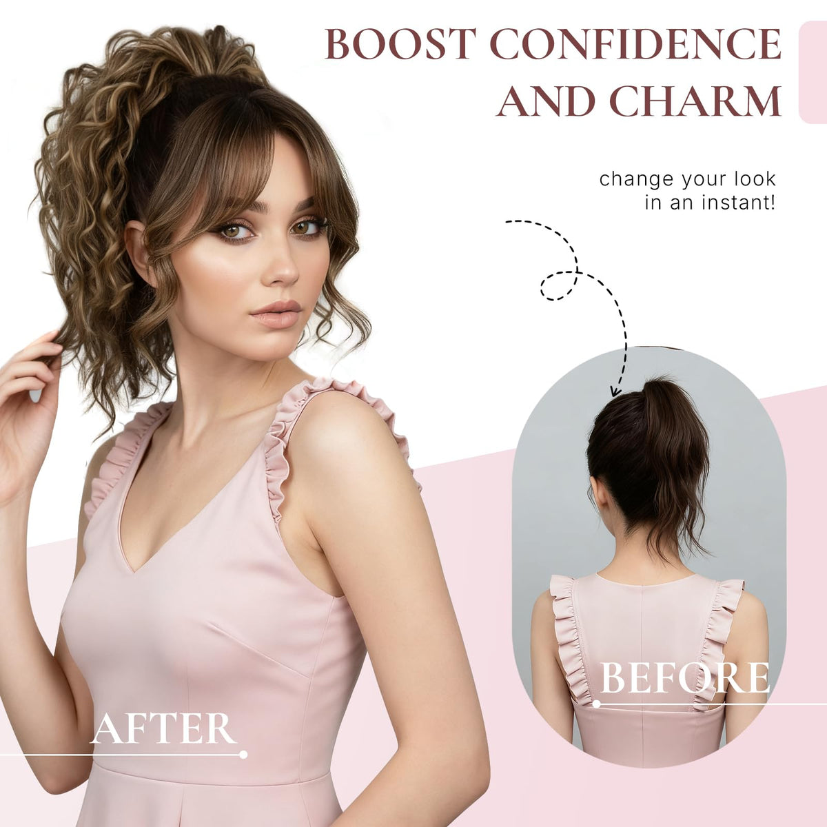 ZQIAN BEAUTY synthetic clip ponytail offers lightweight wear.