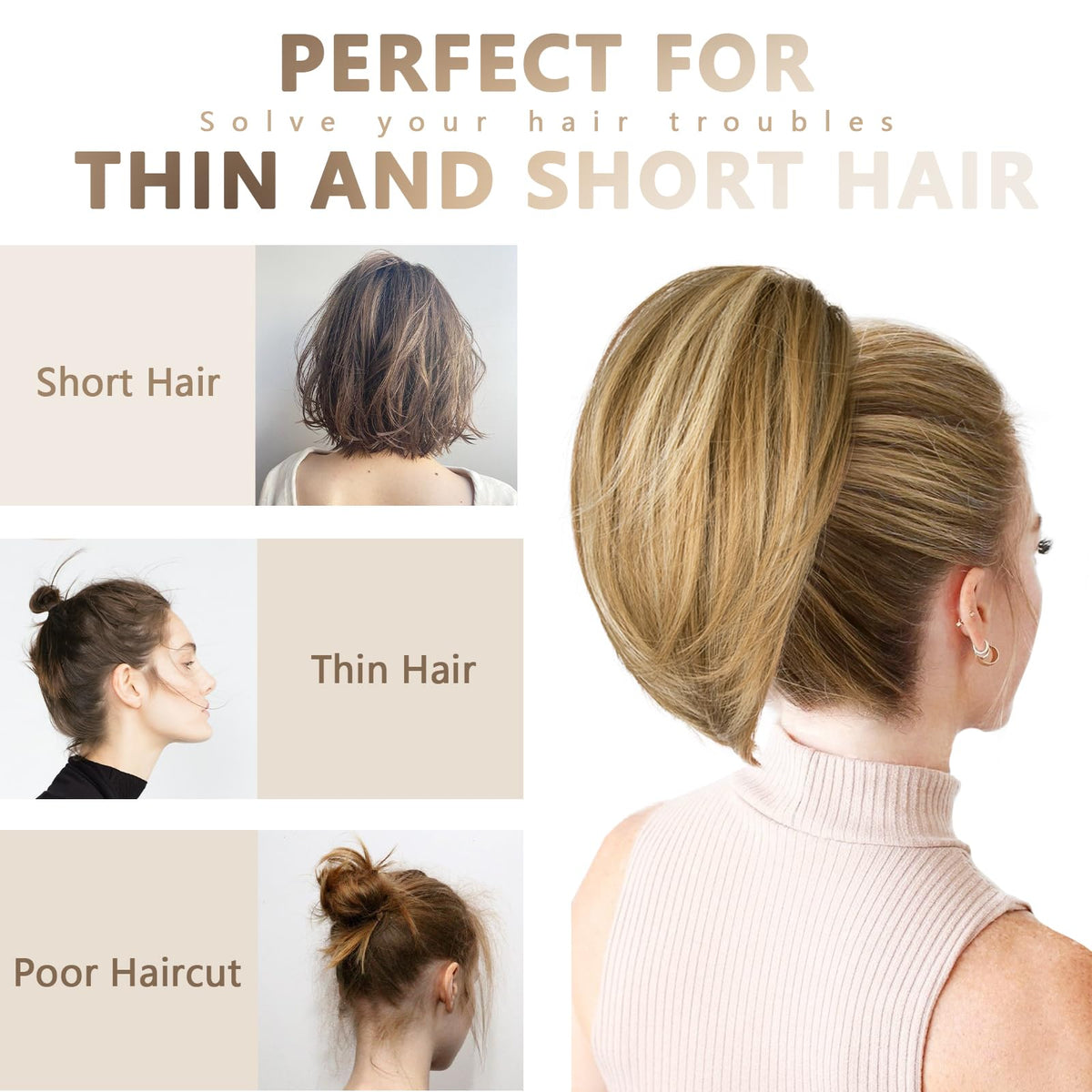 ZQIAN BEAUTY synthetic ponytail soft fibers blend naturally