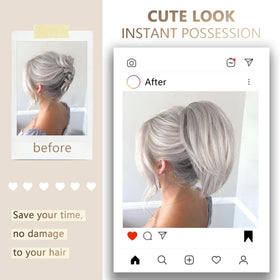 ZQIAN BEAUTY synthetic ponytail with soft texture in silver grey for natural volume.