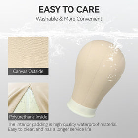 ZQIAN BEAUTY wig head with canvas exterior for durable, pin-stable setup.