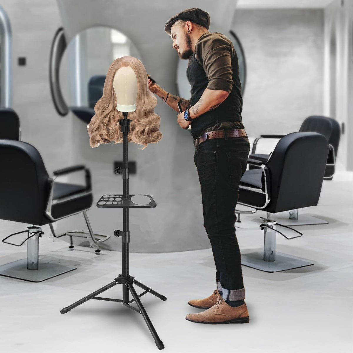 ZQIAN BEAUTY wig head demonstrates pin-stability for secure styling.