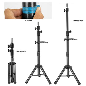 ZQIAN BEAUTY wig stand tripod rotatable head offers flexible styling angles.