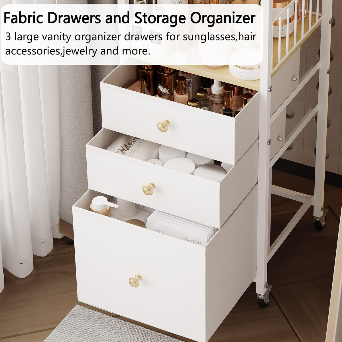 ZQUYAJ bottom drawers hold creams and accessories for neat organization