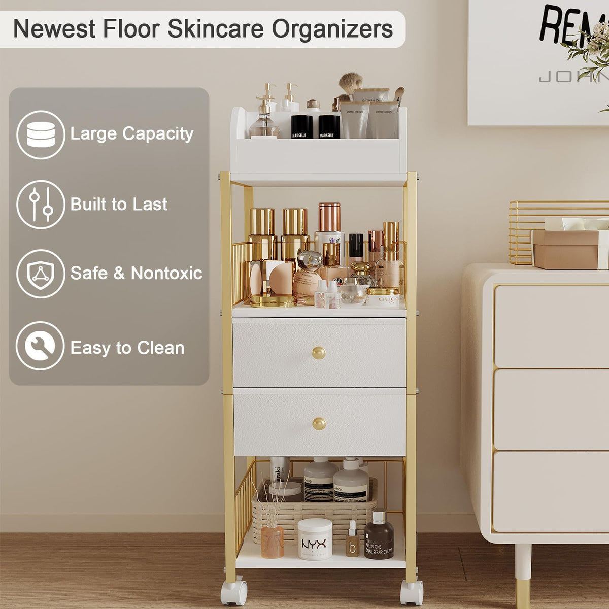 ZQUYAJ cart with drawers open for accessible storage