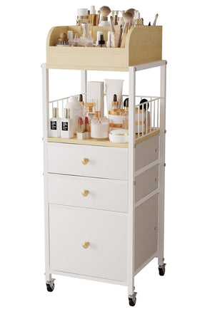 ZQUYAJ makeup organizer cart with drawers front view for cosmetics storage