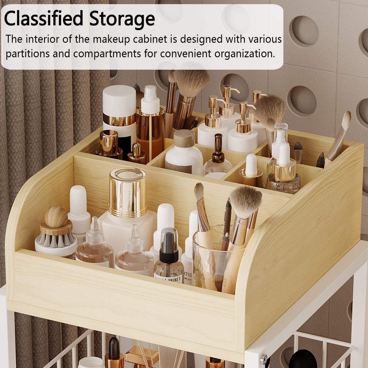 ZQUYAJ side view of sturdy floor-standing vanity organizer for easy access