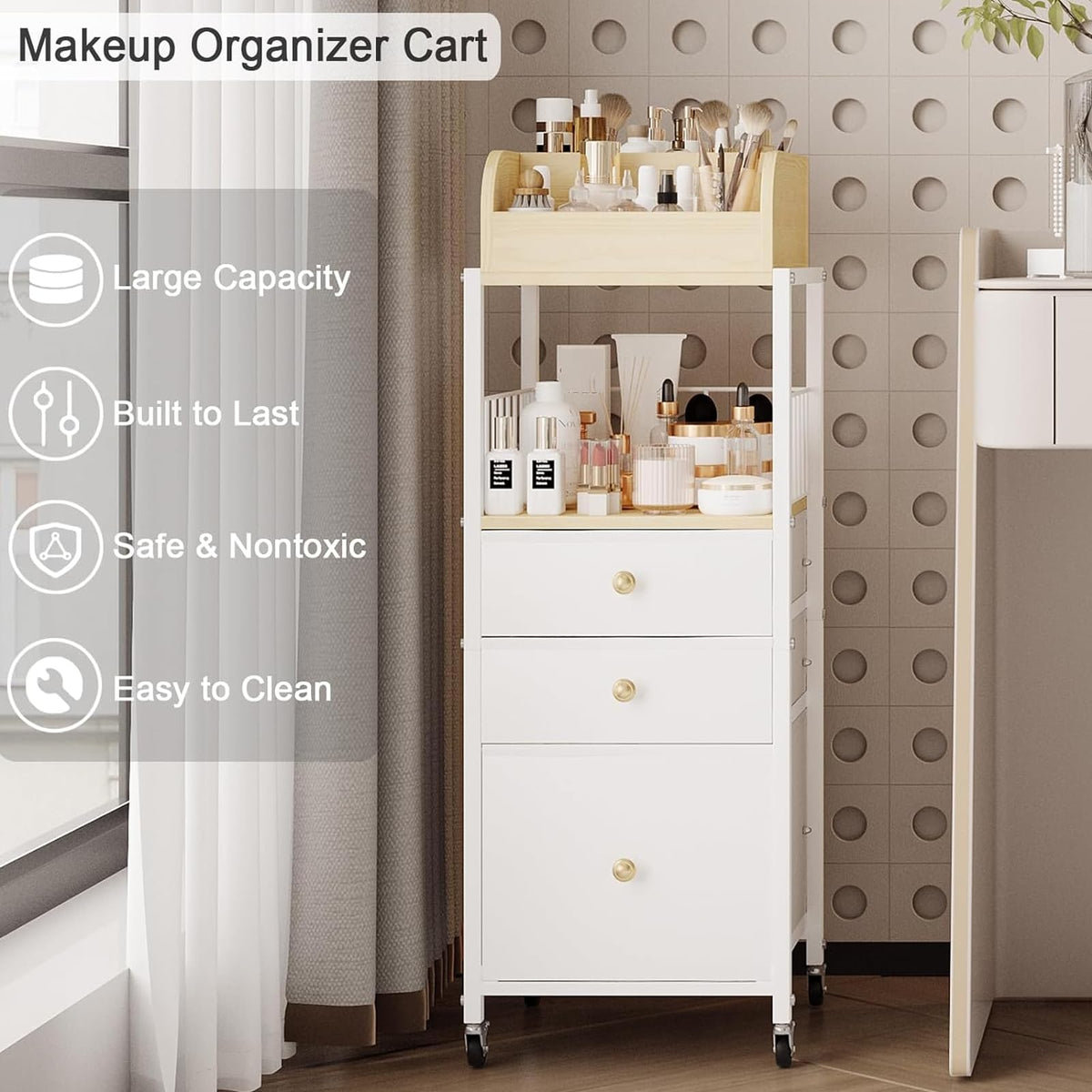 ZQUYAJ top divisional display holds brushes, tools, and perfumes