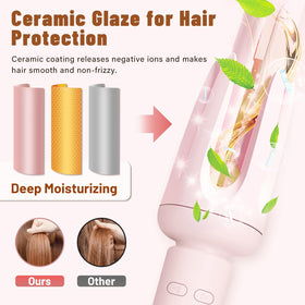 ZQZMZGS Auto Hair Curler demonstrates anti-scald top for safer curling.