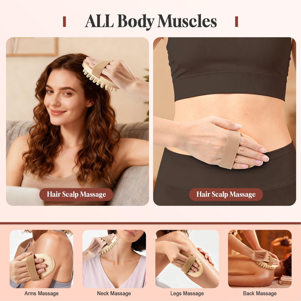 Zrpot Meridian Brush beige with a comfortable handle grip for secure massage
