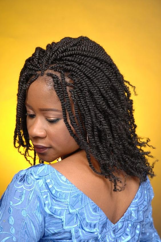 ZRQ 8-inch micro twist crochet hair close-up with natural curl ends for a fuller look.