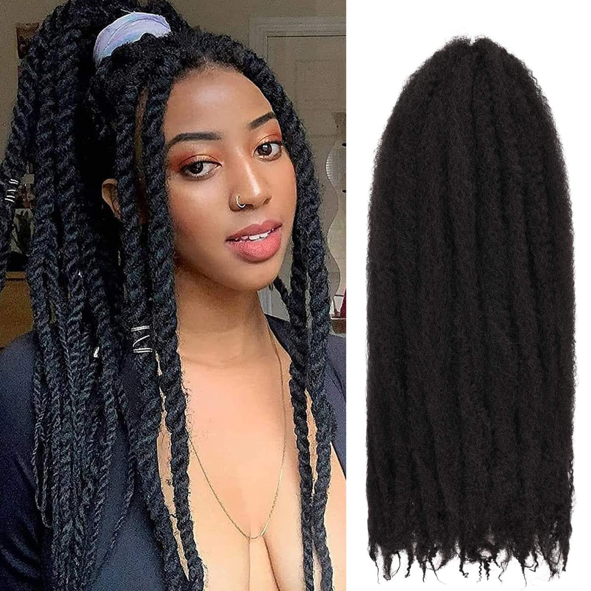 ZRQ Marley hair 24-inch Afro kinky braids for dramatic volume