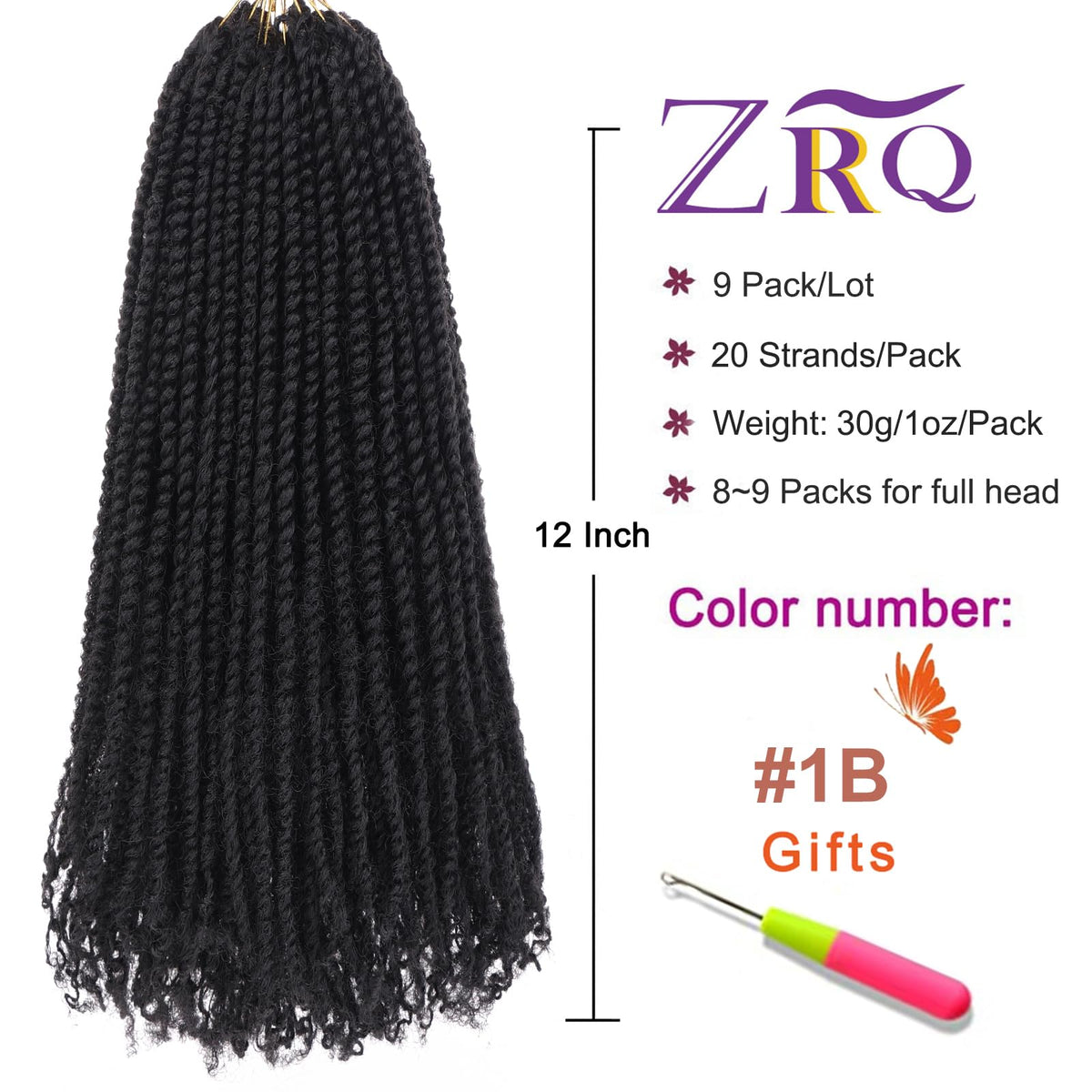 ZRQ mini passion twist crochet closeup shows soft texture and easy installation.