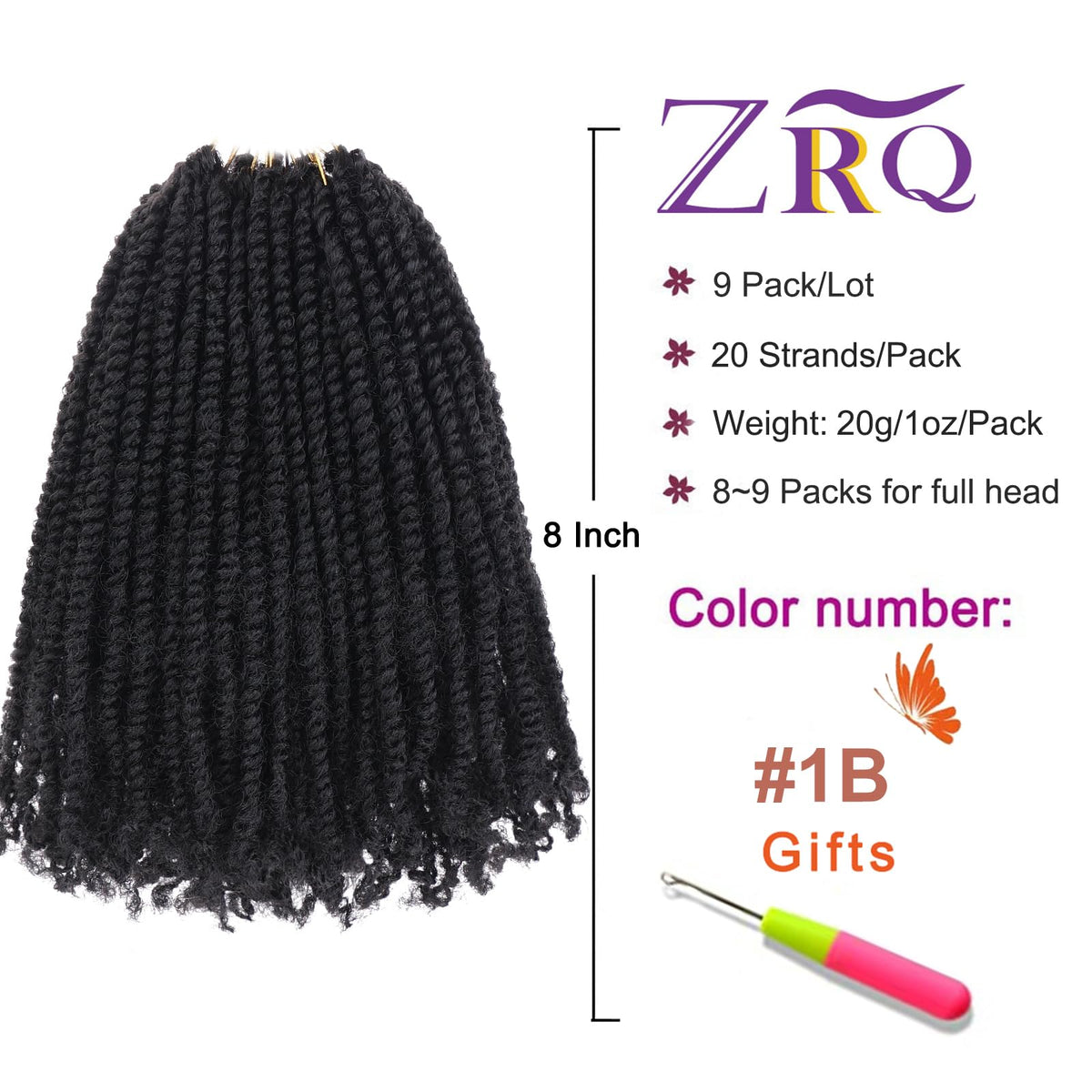 ZRQ pre-looped micro twist crochet hair detail highlighting simple installation.