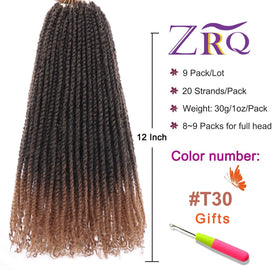 ZRQ pre-twisted micro twist crochet hair ends for quick, seamless styling.