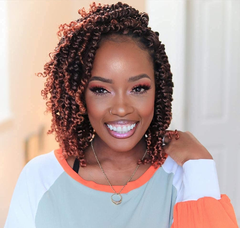 ZRQ short 8-pack passion twist bob in copper red ready for daily styling