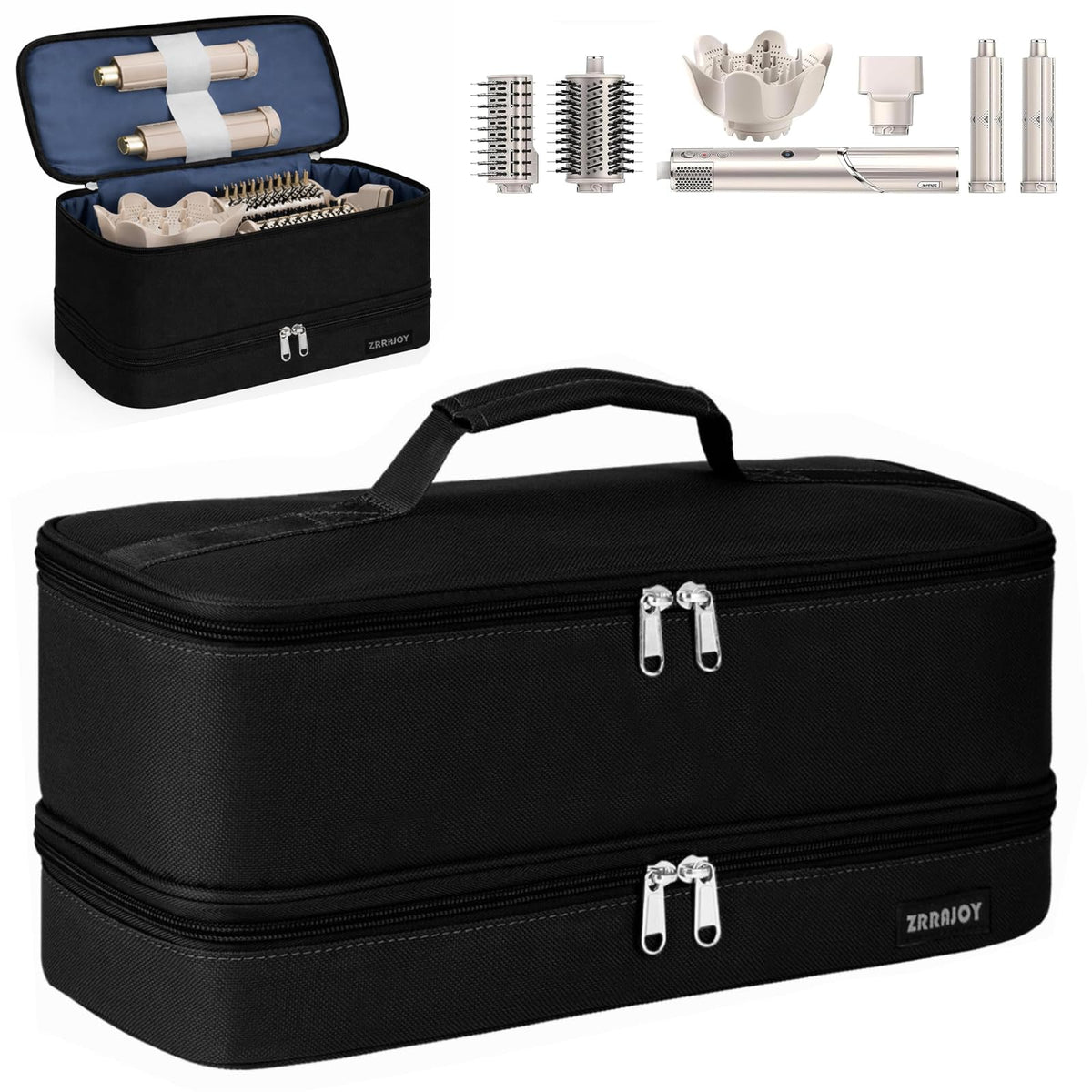 ZRRAJOY double-layer storage case for Shark Flexstyle showing organized interior