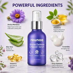 ZRRTXV Reunoa Bruise Defense Serum dispense pump demonstrates easy, mess-free application.