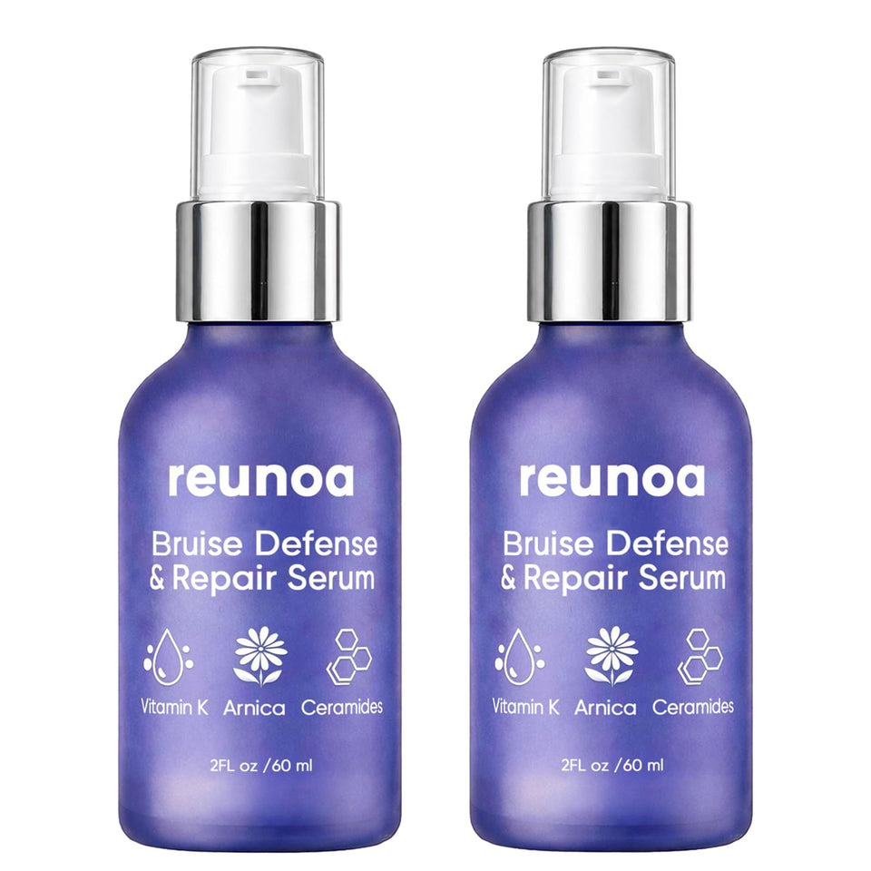 ZRRTXV Reunoa bruisedefense serum bottle showing rapid absorption for daily bruise-prone skin