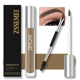 ZSSEMEI Brunette waterproof eyebrow gel bottle showing long-lasting tint and transfer resistance.