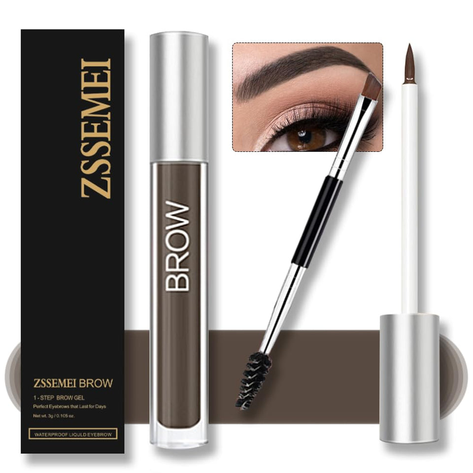 ZSSEMEI waterproof eyebrow gel cap applying a long-lasting natural tint.