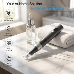 Zuanyie rechargeable microneedling pen side view showing portable cordless design.